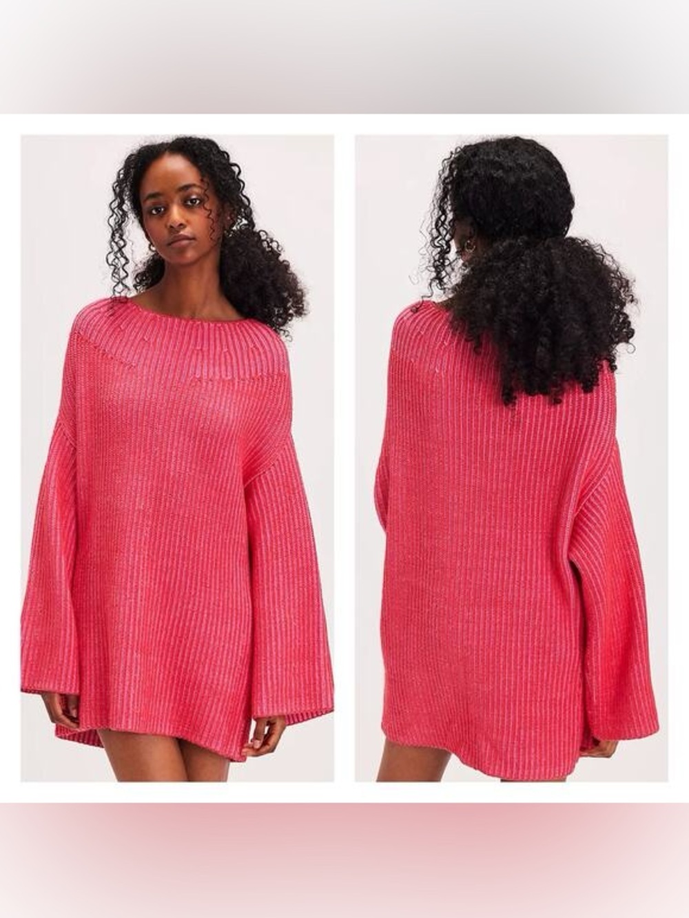 NWT Free People Charlotte Tunic Blossom Glow Combo Pink Small Oversized Slouchy